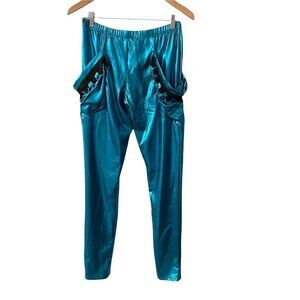 Algy Turquoise Blue Metallic Leggings Pants Large Pockets Youth Girl's Size 2X